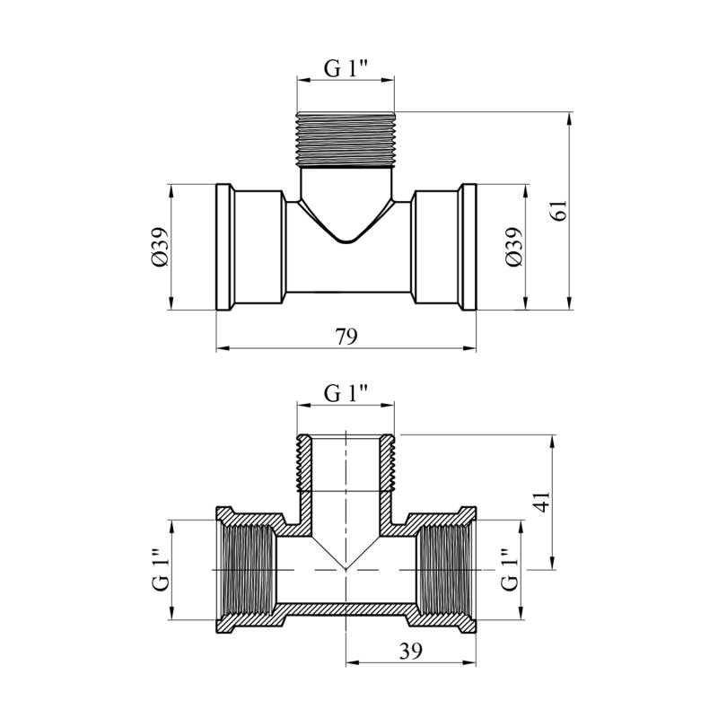 Трійник посилений LexLine 1" ВЗВ нікельований НК0232-Вн