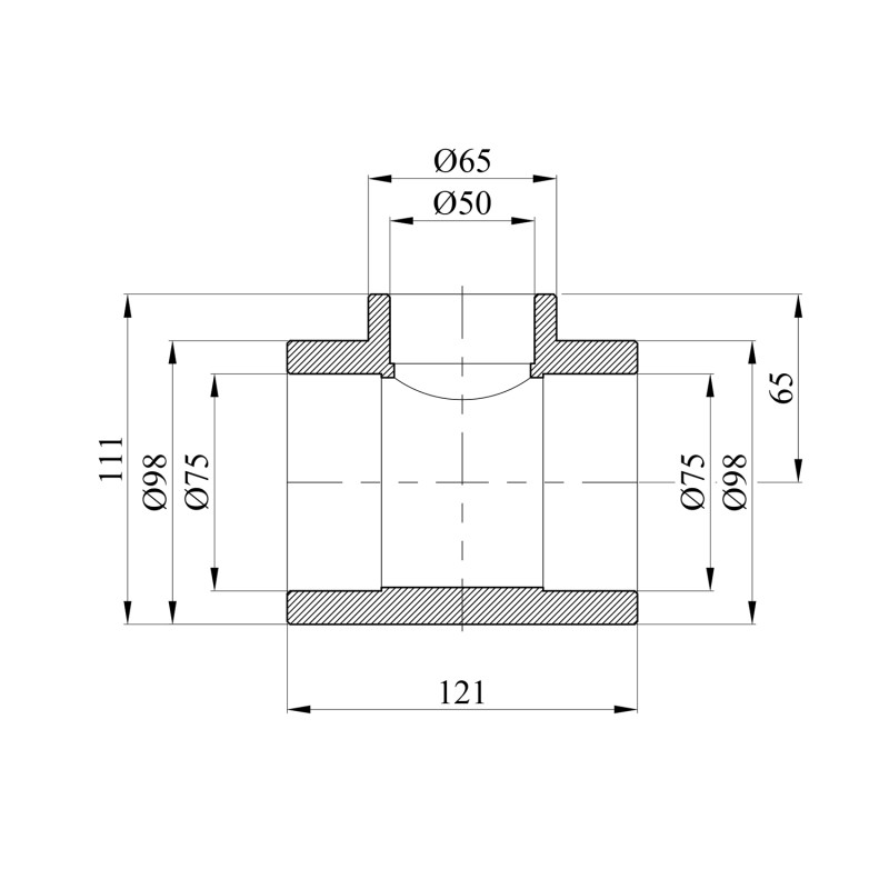 Трійник перехідний PPR Rozma 75х50х75 мм