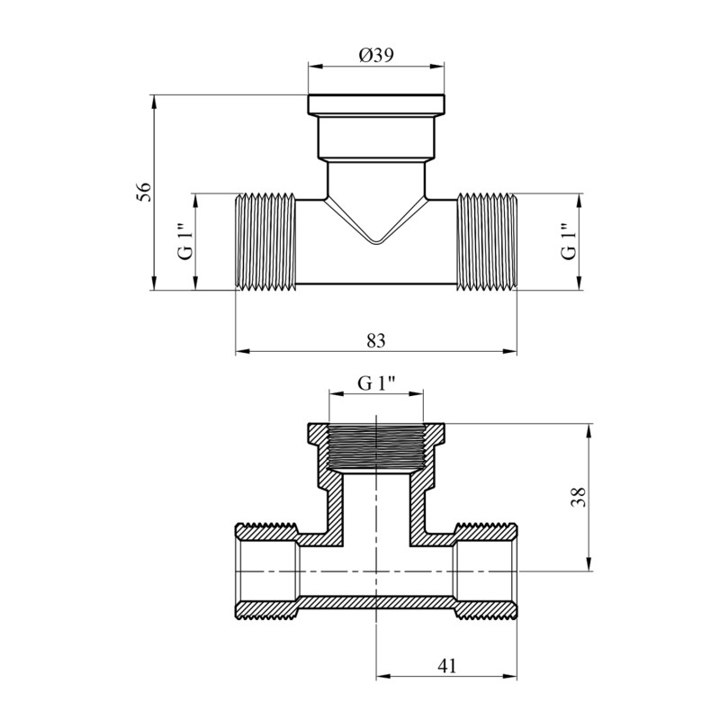 Трійник посилений LexLine 1" ЗВЗ латунний УК0233-В