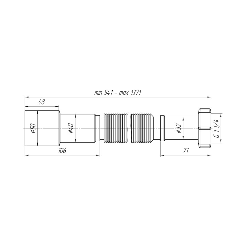 Гофра ANIplast 1 1/4''х40/50 мм 800-1550 мм K216