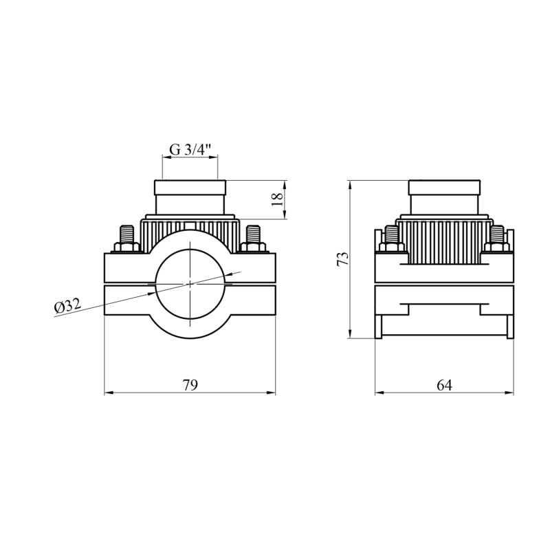 Сідлова врізка ПЕ SantehPlast 32х3/4"