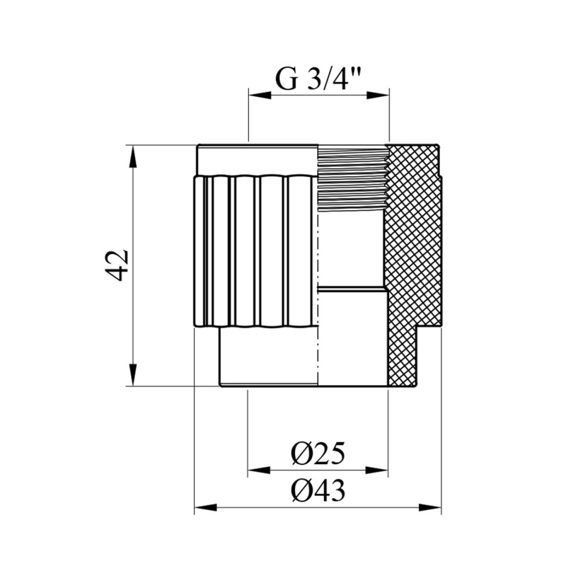 Муфта PPR GrandiTherm 25х3/4" РВ