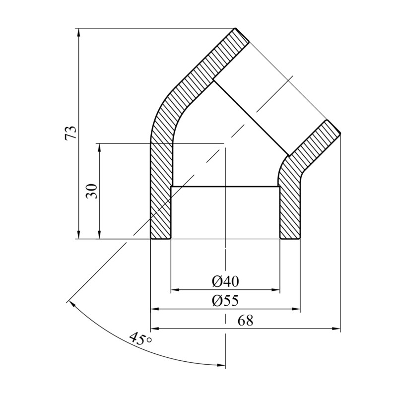 Коліно 45° PPR GrandiTherm 40 мм