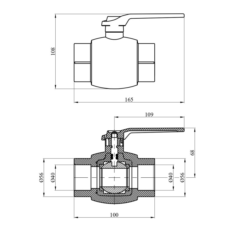 Кран кульовий PPR GrandiTherm 40 мм