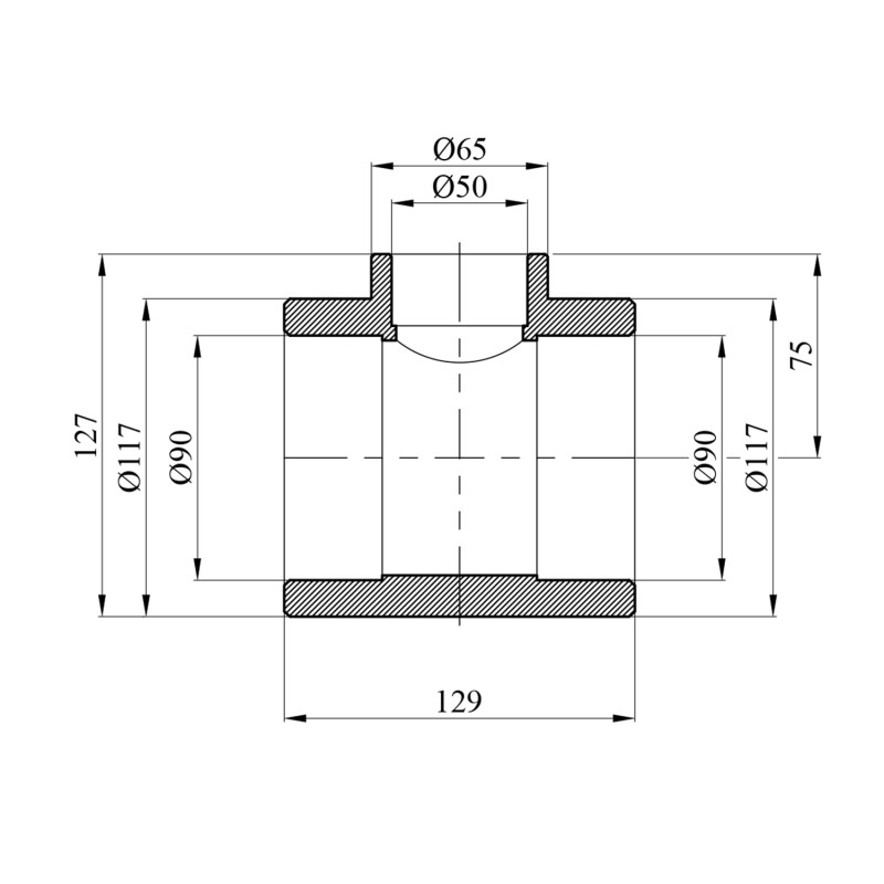 Трійник перехідний PPR Rozma 90х50х90 мм
