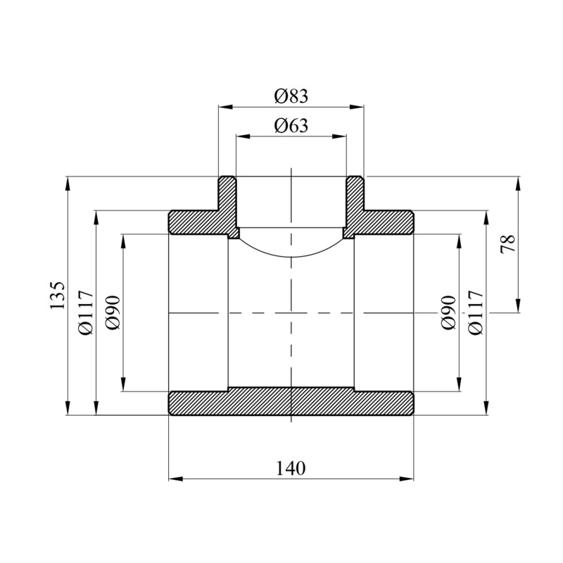 Трійник перехідний PPR Rozma 90х63х90 мм