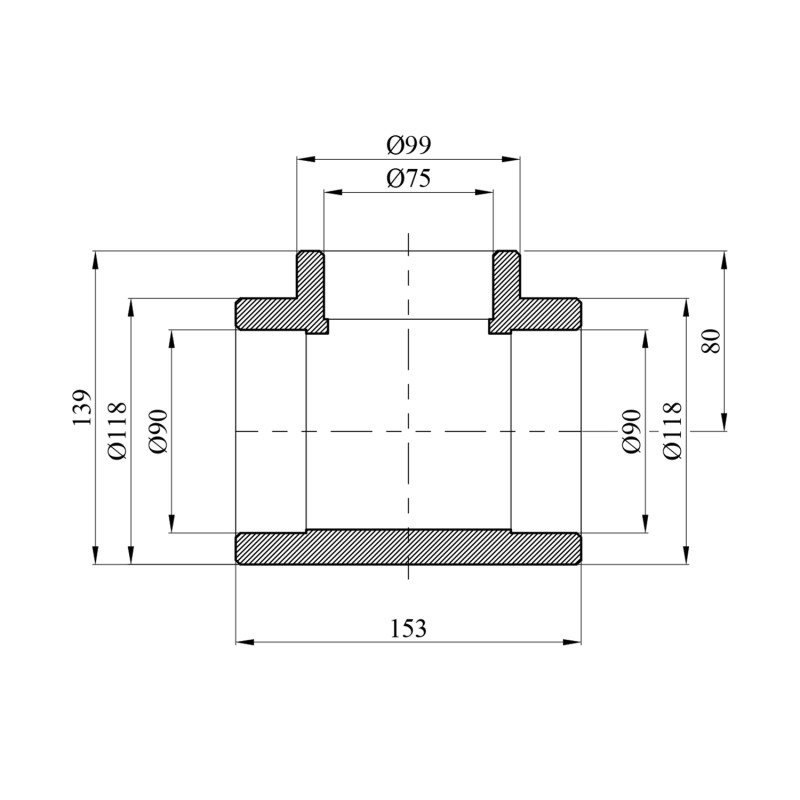Трійник перехідний PPR Rozma 90х75х90 мм