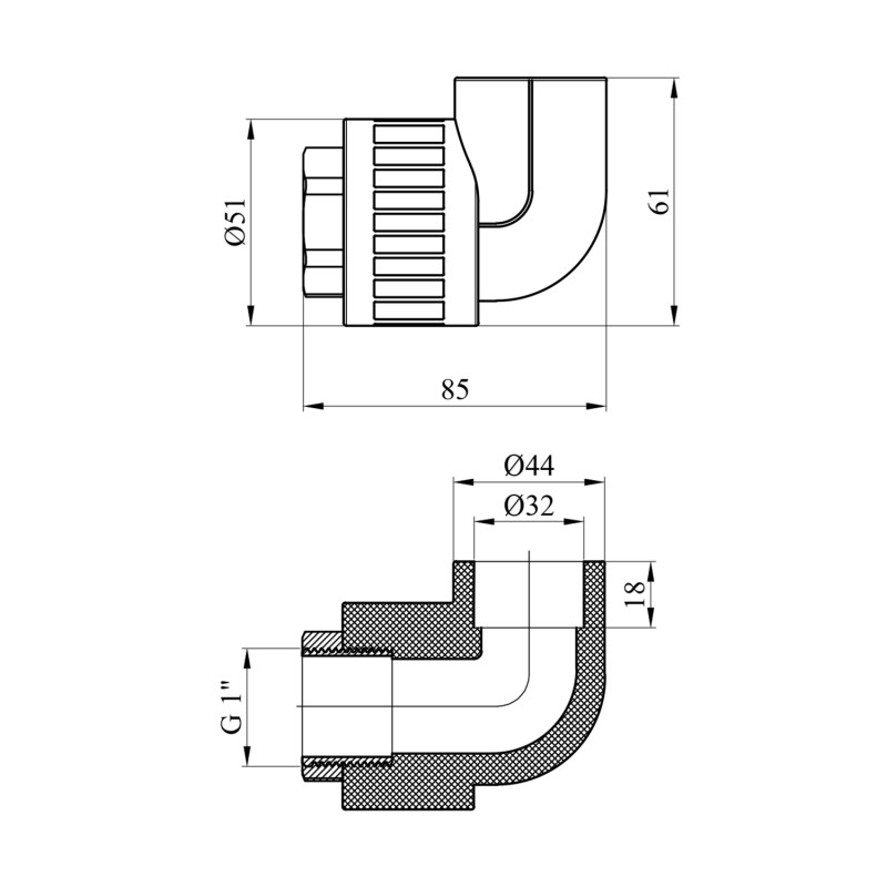 Коліно PPR GrandiTherm 32х1" РВ