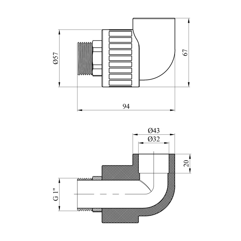 Коліно PPR GrandiTherm 32х1" РЗ