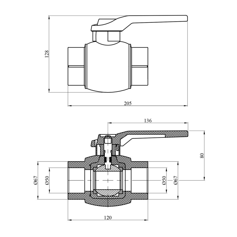 Кран кульовий PPR GrandiTherm 50 мм