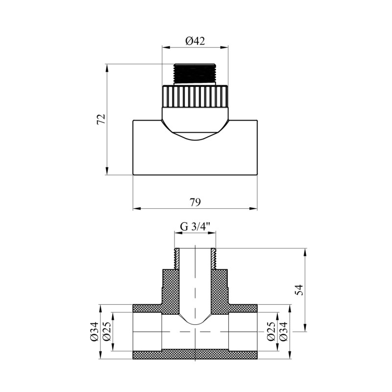 Трійник PPR Rozma 25x3/4" РЗ