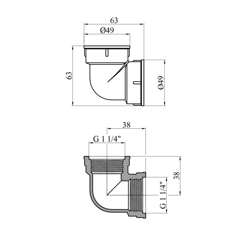 Кутник посилений LexLine 1 1/4" ВВ латунний УК0123-В