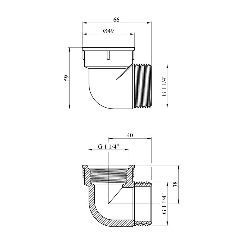 Кутник посилений LexLine 1 1/4" ВЗ латунний УК0124-В