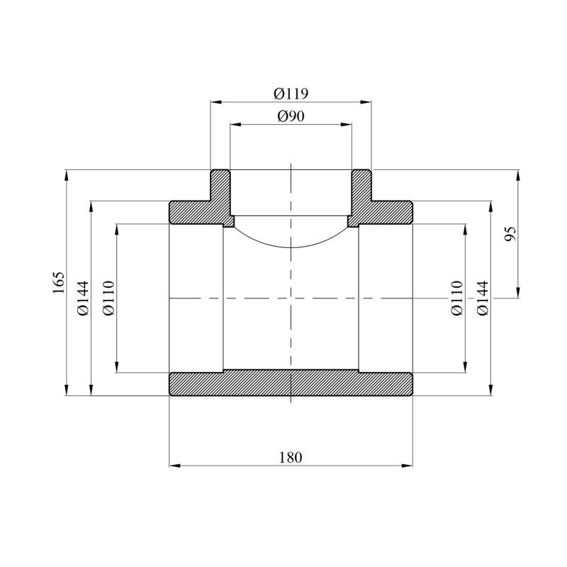 Трійник перехідний PPR Rozma 110х90х110 мм