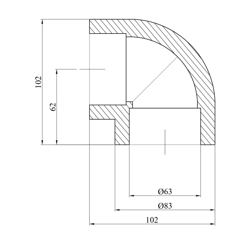 Коліно 90° PPR GrandiTherm 63 мм