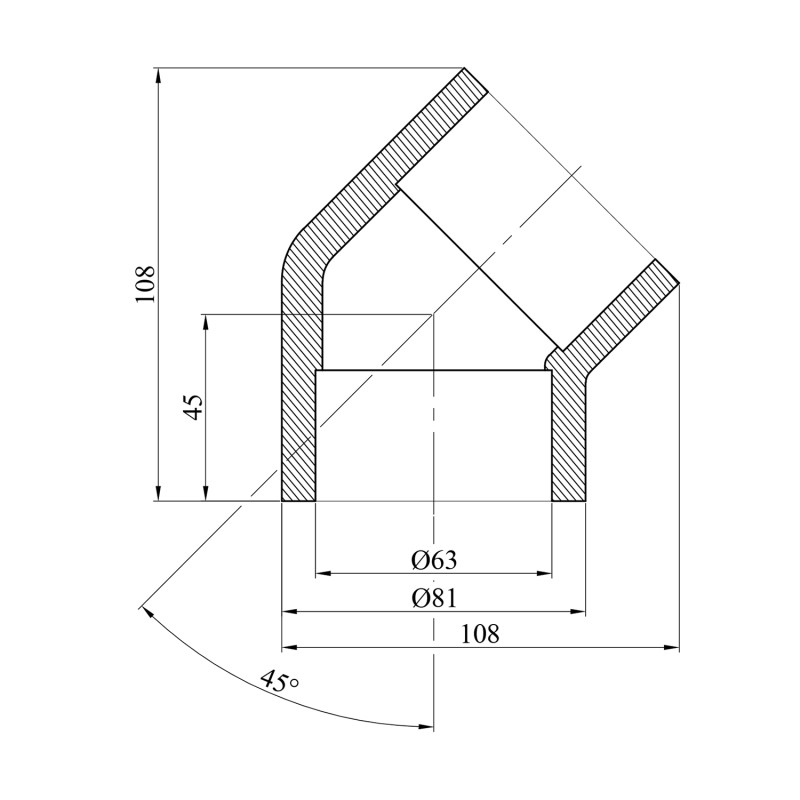 Коліно 45° PPR GrandiTherm 63 мм