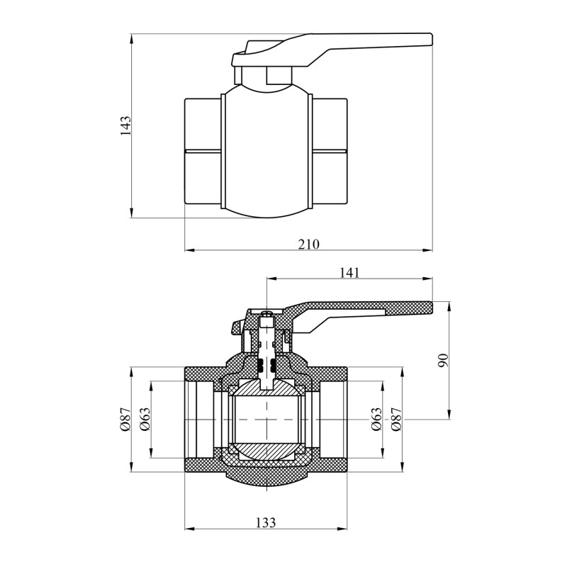 Кран кульовий PPR GrandiTherm 63 мм