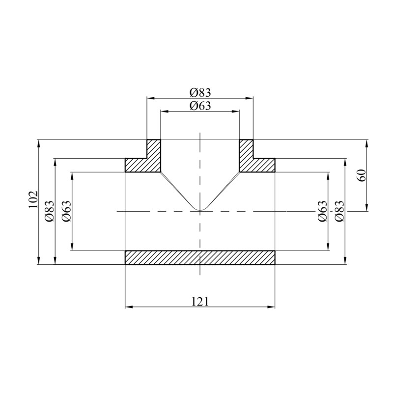 Трійник PPR GrandiTherm 63 мм