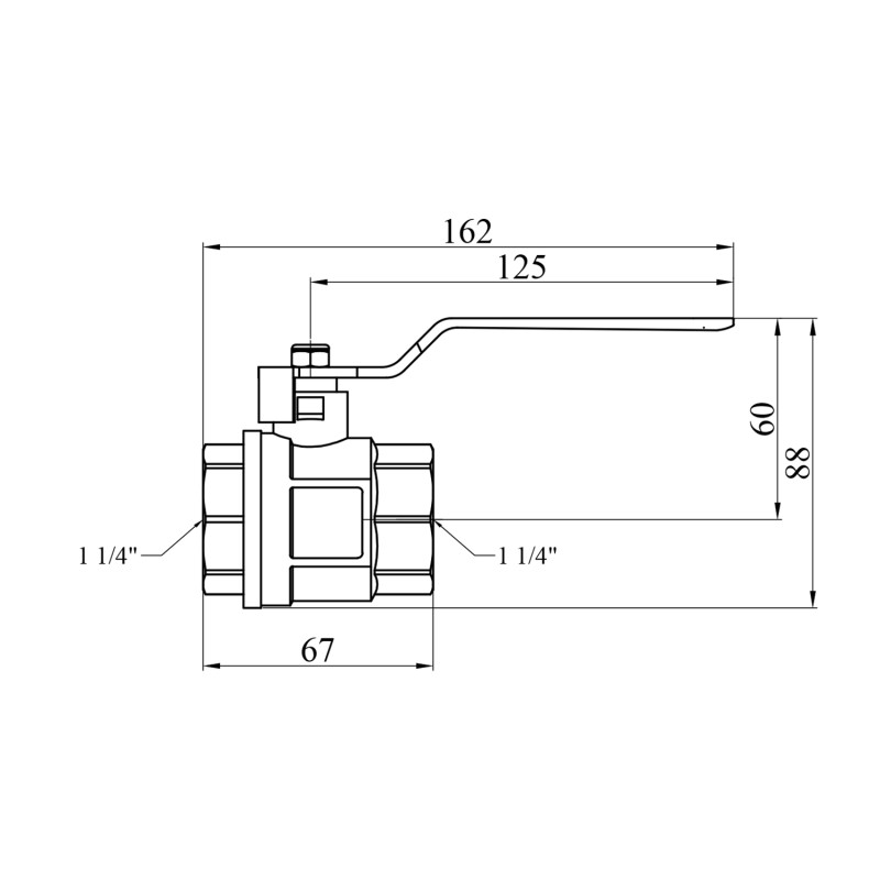 Кран кульовий Valves 1 1/4" ВВ PN30 синя ручка