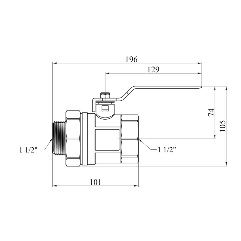 Кран-американка STA 1 1/2" ВЗ PN30 ручка, нікельований
