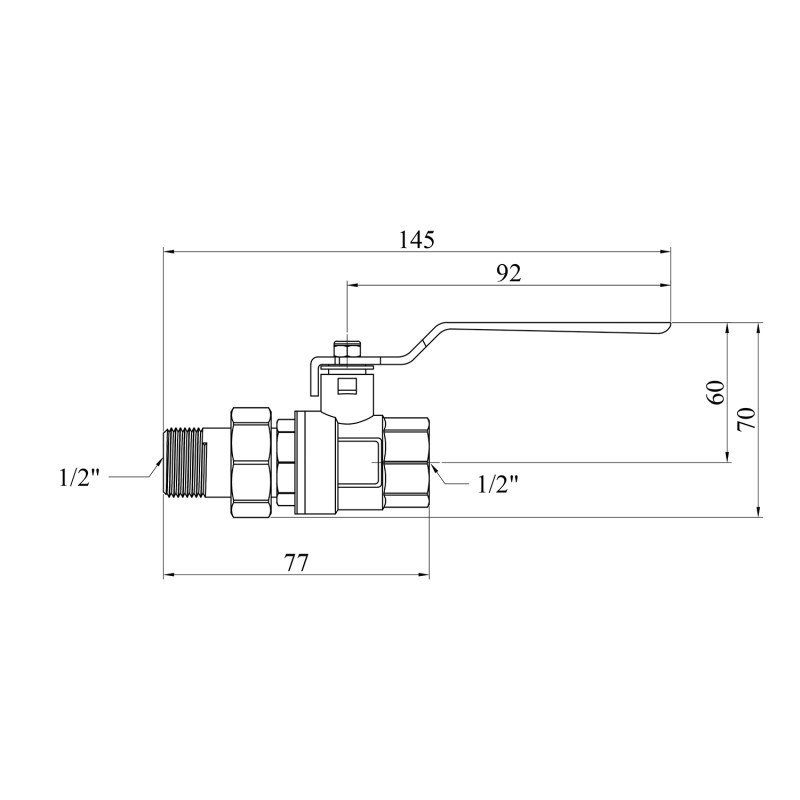 Кран-американка STA "Premium" 1/2" ВЗ PN40 ручка, нікельований