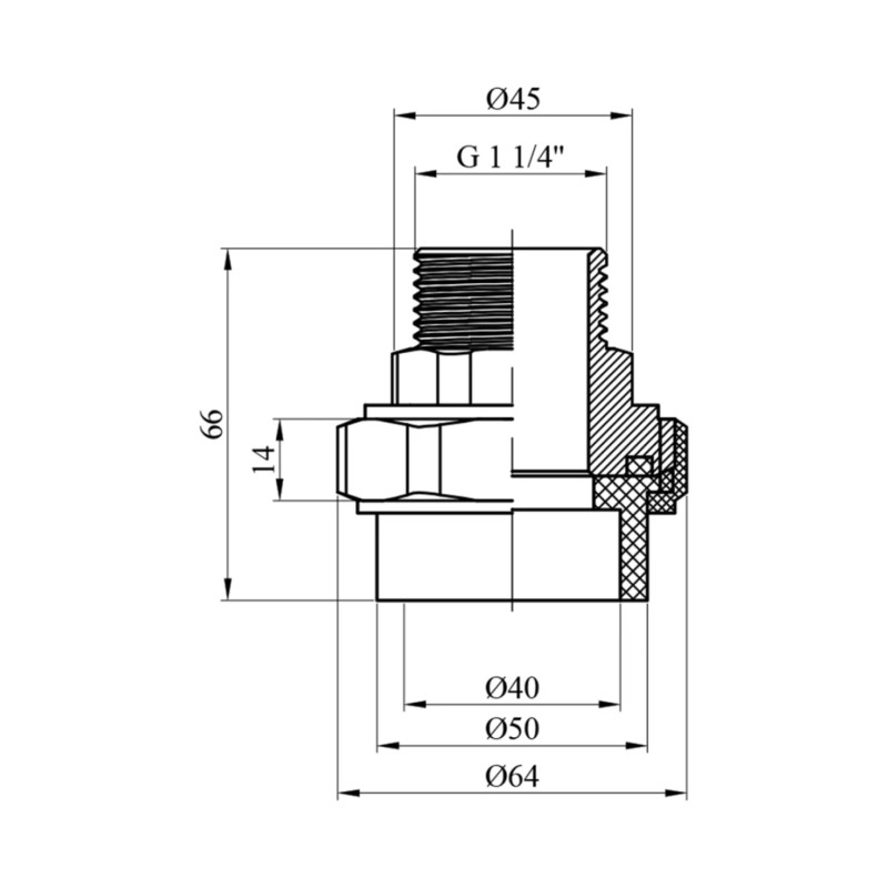 Американка PPR Rozma 40х1 1/4" РЗ