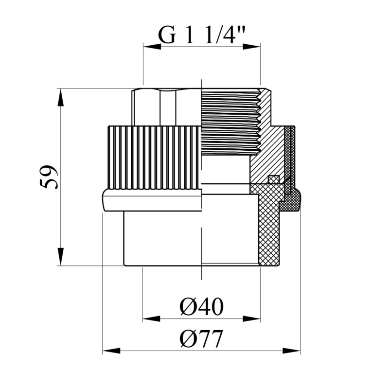 Муфта PPR GrandiTherm 40х1 1/4" РВ