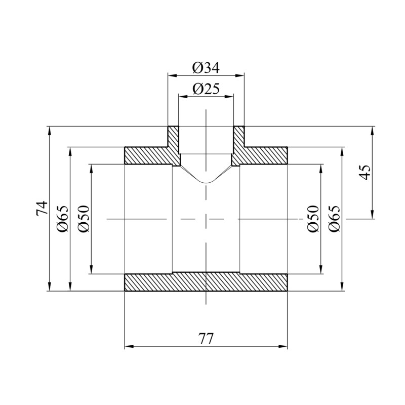 Трійник перехідний PPR GrandiTherm 50х25х50 мм