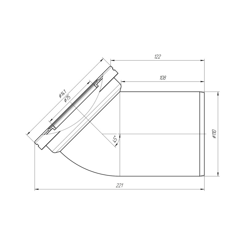 Фанова труба для унітаза ANIplast з випуском 110х45° W4220EU