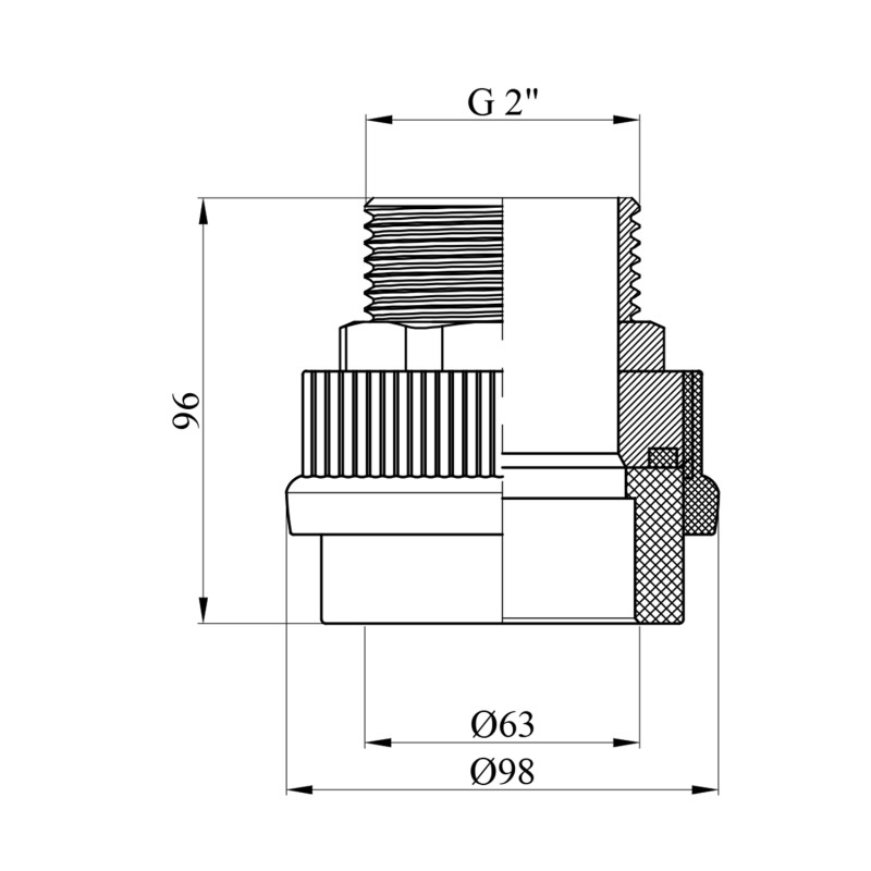 Муфта PPR GrandiTherm 63х2" РЗ