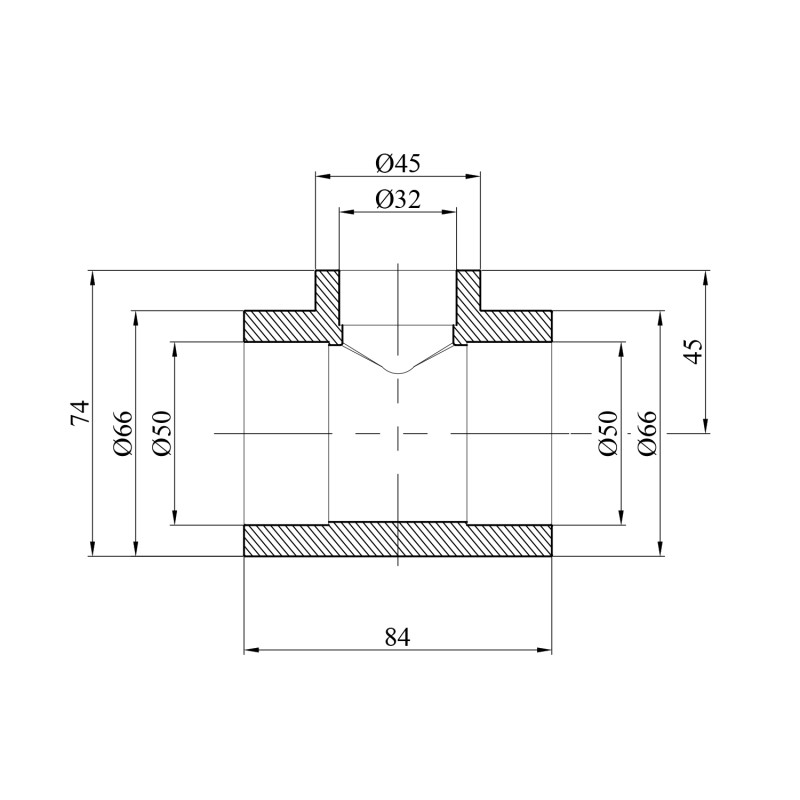 Трійник перехідний PPR GrandiTherm 50х32х50 мм