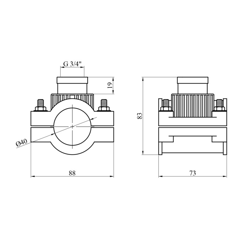 Сідлова врізка ПЕ SantehPlast 40х3/4"