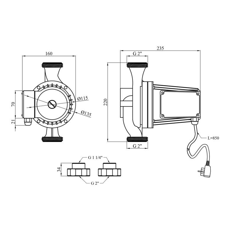 Насос циркуляційний Forwater GPD 32/12-220 з гайками (Grundfos)