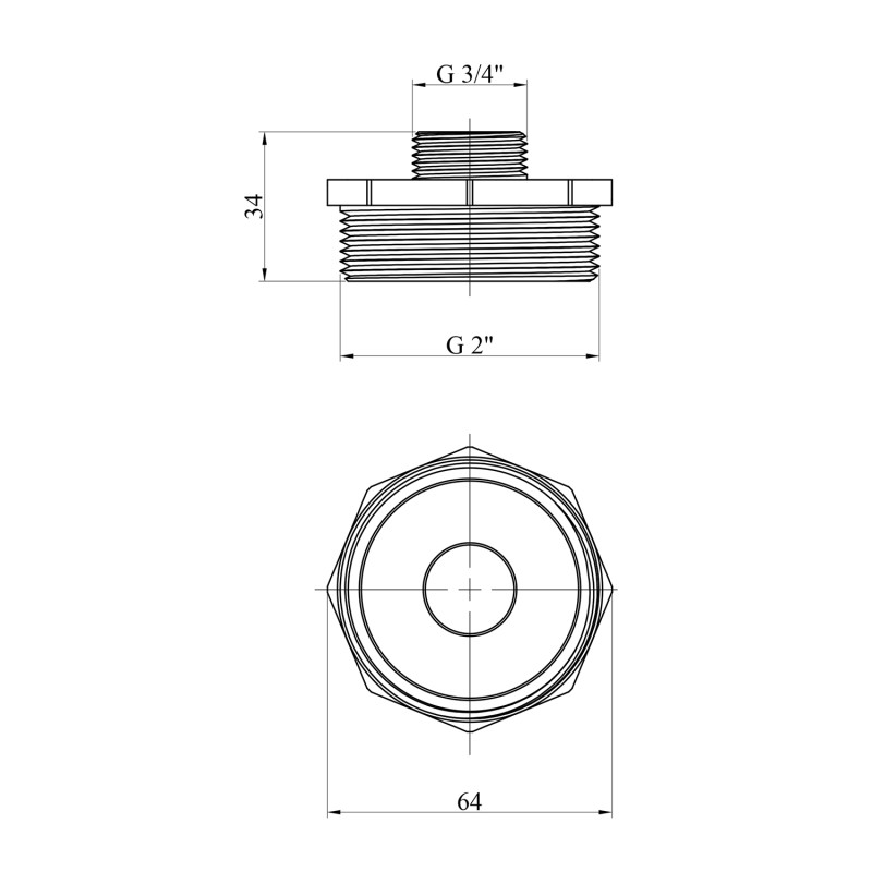 Ніпель перехідний STA 2"х3/4" ЗЗ латунний