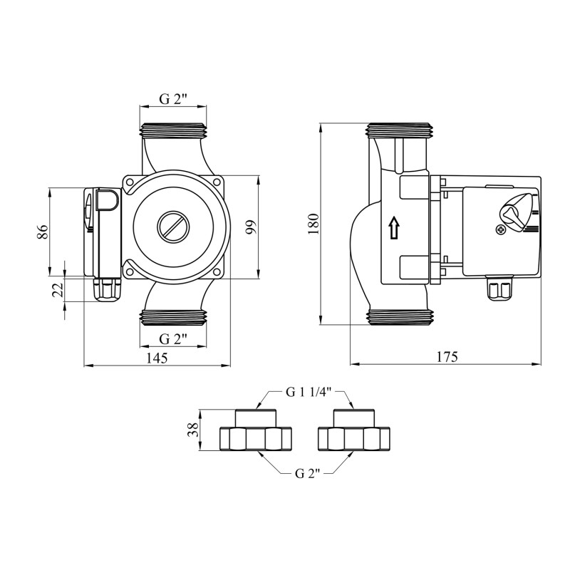 Насос циркуляційний Forwater GPD 32/8-180 з гайками (Grundfos)
