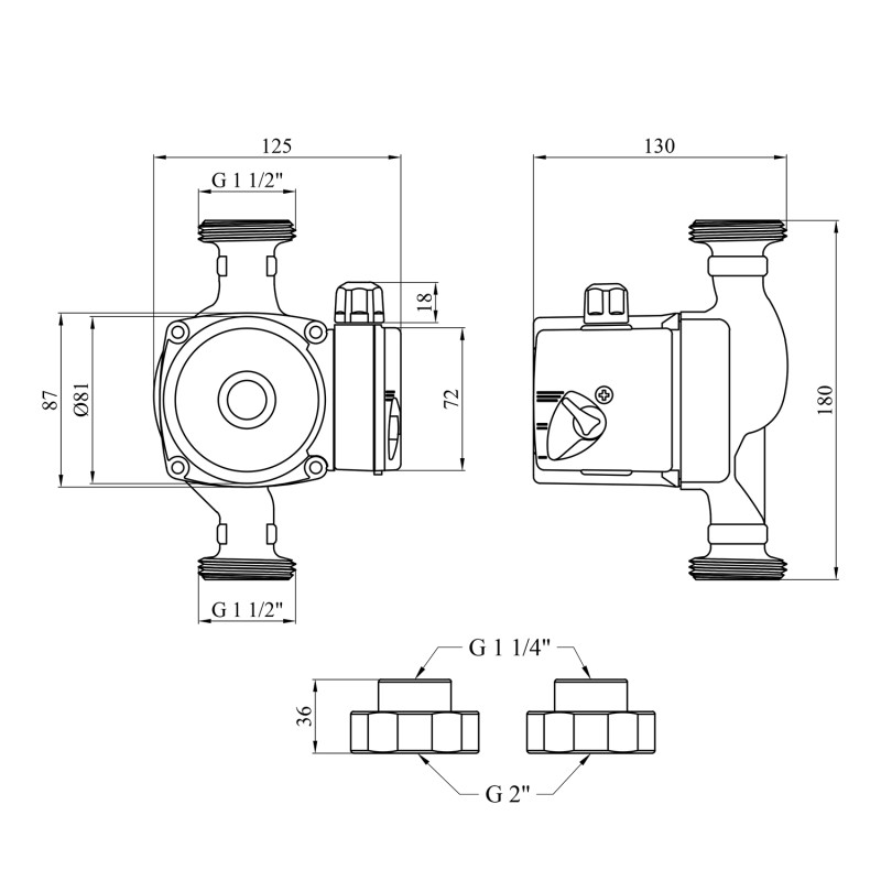 Насос циркуляційний Forwater GPD 32/4-180 з гайками (Grundfos)