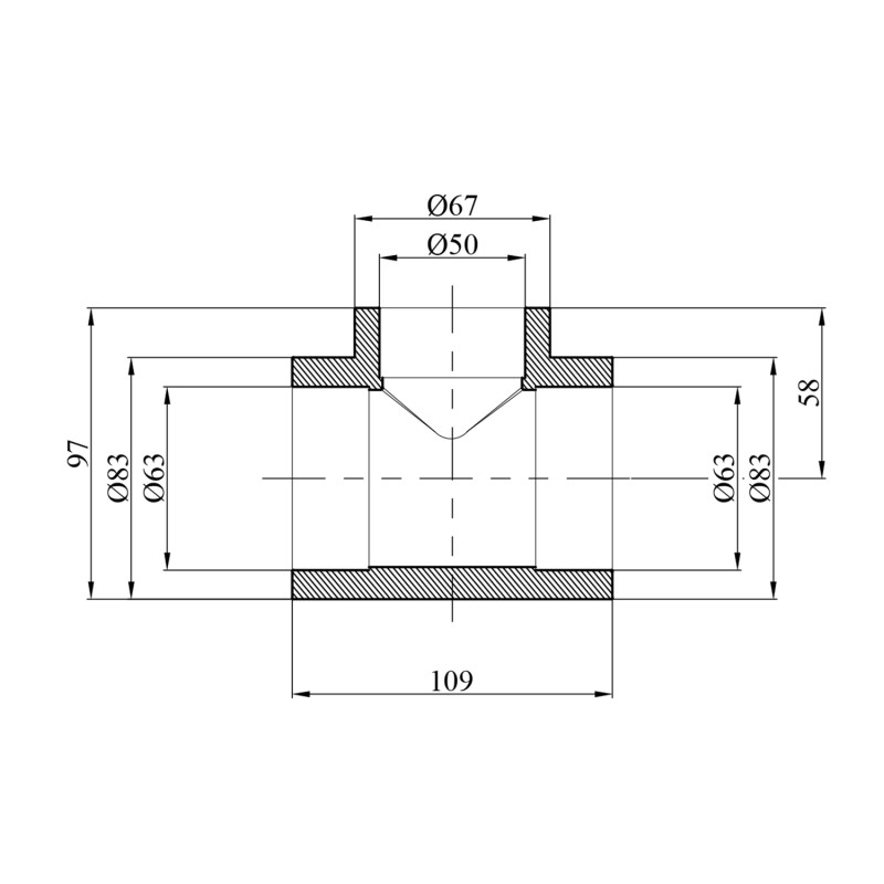 Трійник перехідний PPR GrandiTherm 63х50х63 мм