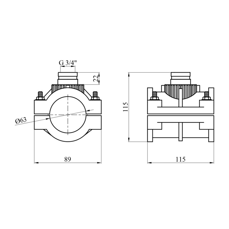 Сідлова врізка ПЕ SantehPlast 63х3/4"