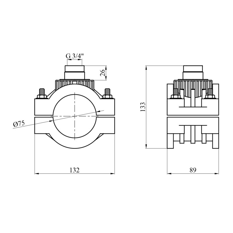 Сідлова врізка ПЕ SantehPlast 75х3/4"