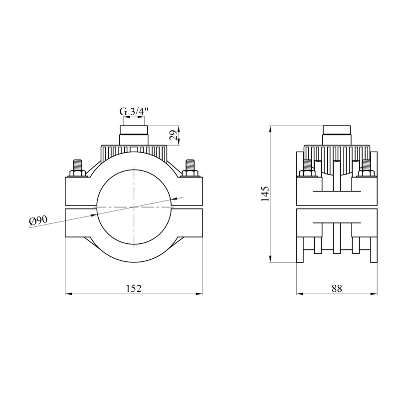 Сідлова врізка ПЕ SantehPlast 90х3/4"