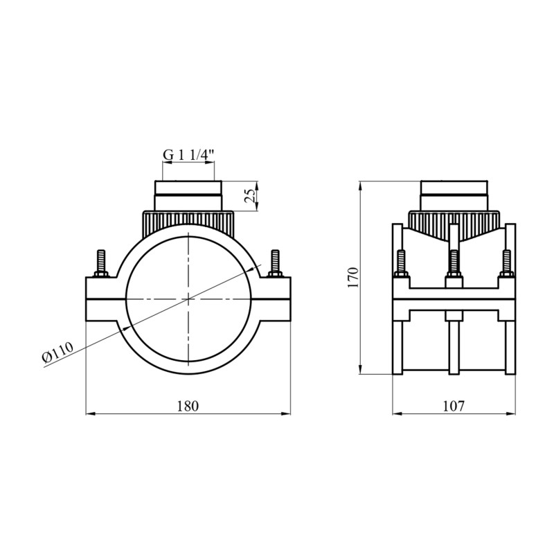 Сідлова врізка ПЕ SantehPlast 110х1 1/4"