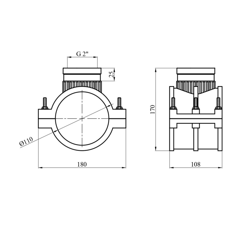 Сідлова врізка ПЕ SantehPlast 110х2"