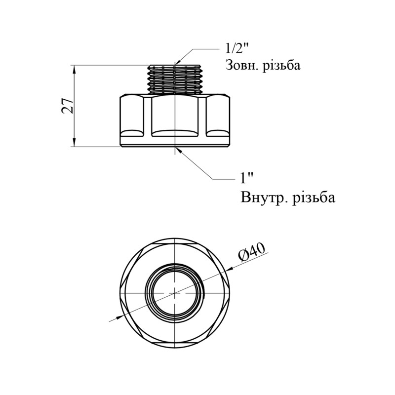 Перехід STA "Premium" 1"х1/2" ВЗ нікельований