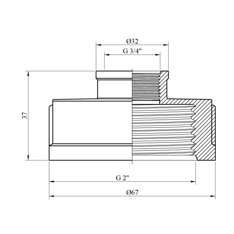 Муфта перехідна посилена LexLine 2"х3/4" ВВ нікельована НК0320-Вн