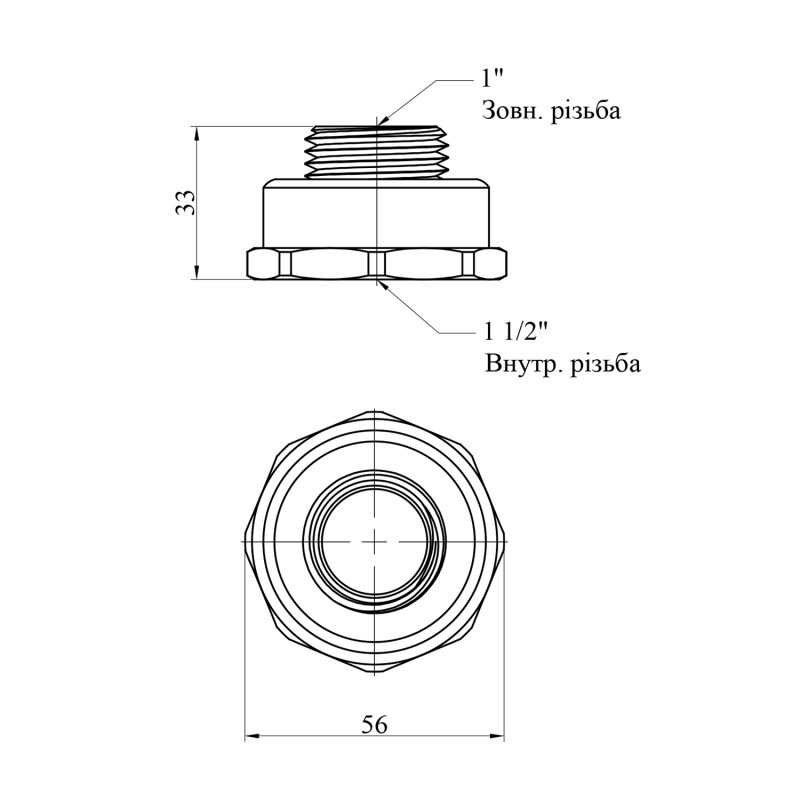 Перехід STA 1 1/2"х1" ВЗ латунний