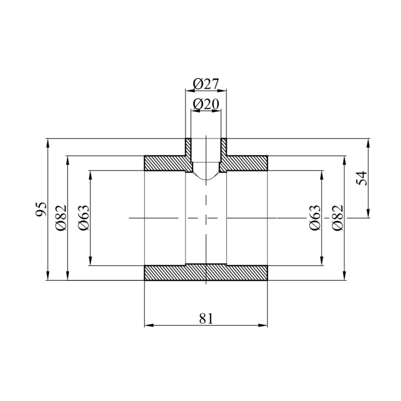 Трійник перехідний PPR GrandiTherm 63х20х63 мм