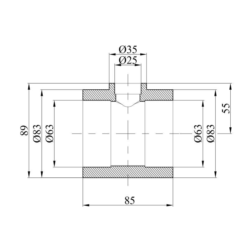 Трійник перехідний PPR GrandiTherm 63х25х63 мм