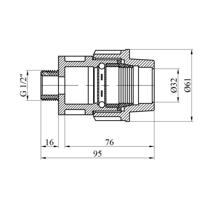 Муфта ПЕ SantehPlast 32x1/2" РЗ