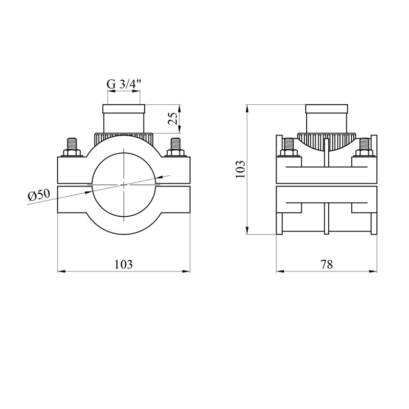 Сідлова врізка ПЕ SantehPlast 50х3/4"
