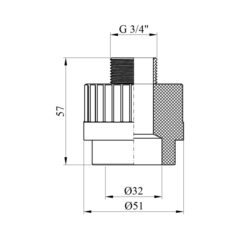 Муфта PPR GrandiTherm 32х3/4" РЗ